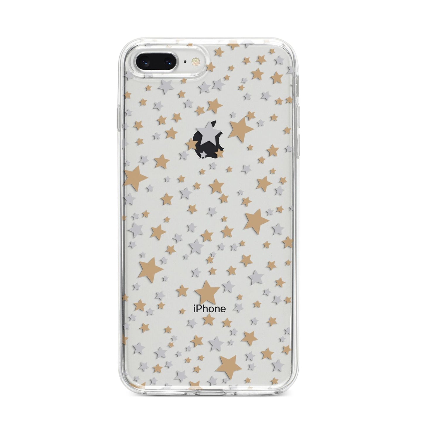 Silver Gold Stars iPhone 8 Plus Bumper Case on Silver iPhone