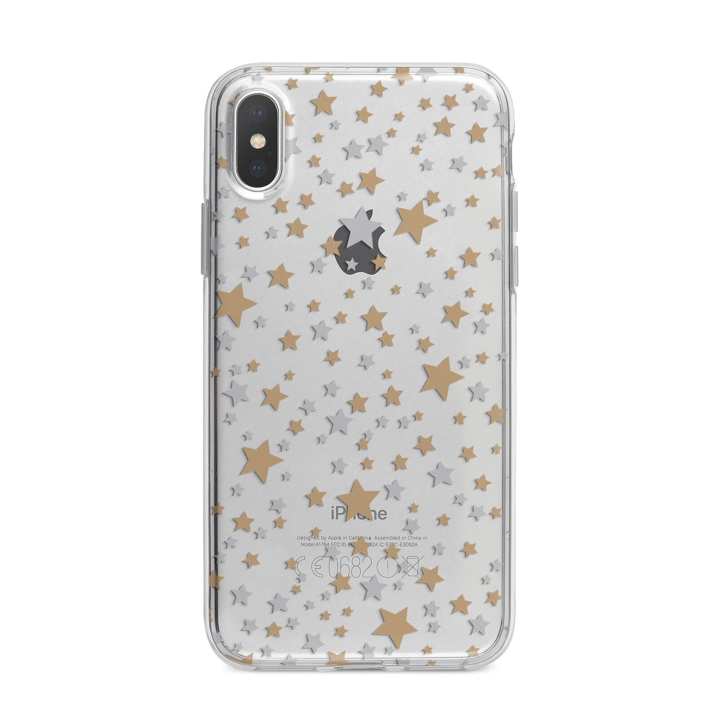 Silver Gold Stars iPhone X Bumper Case on Silver iPhone Alternative Image 1