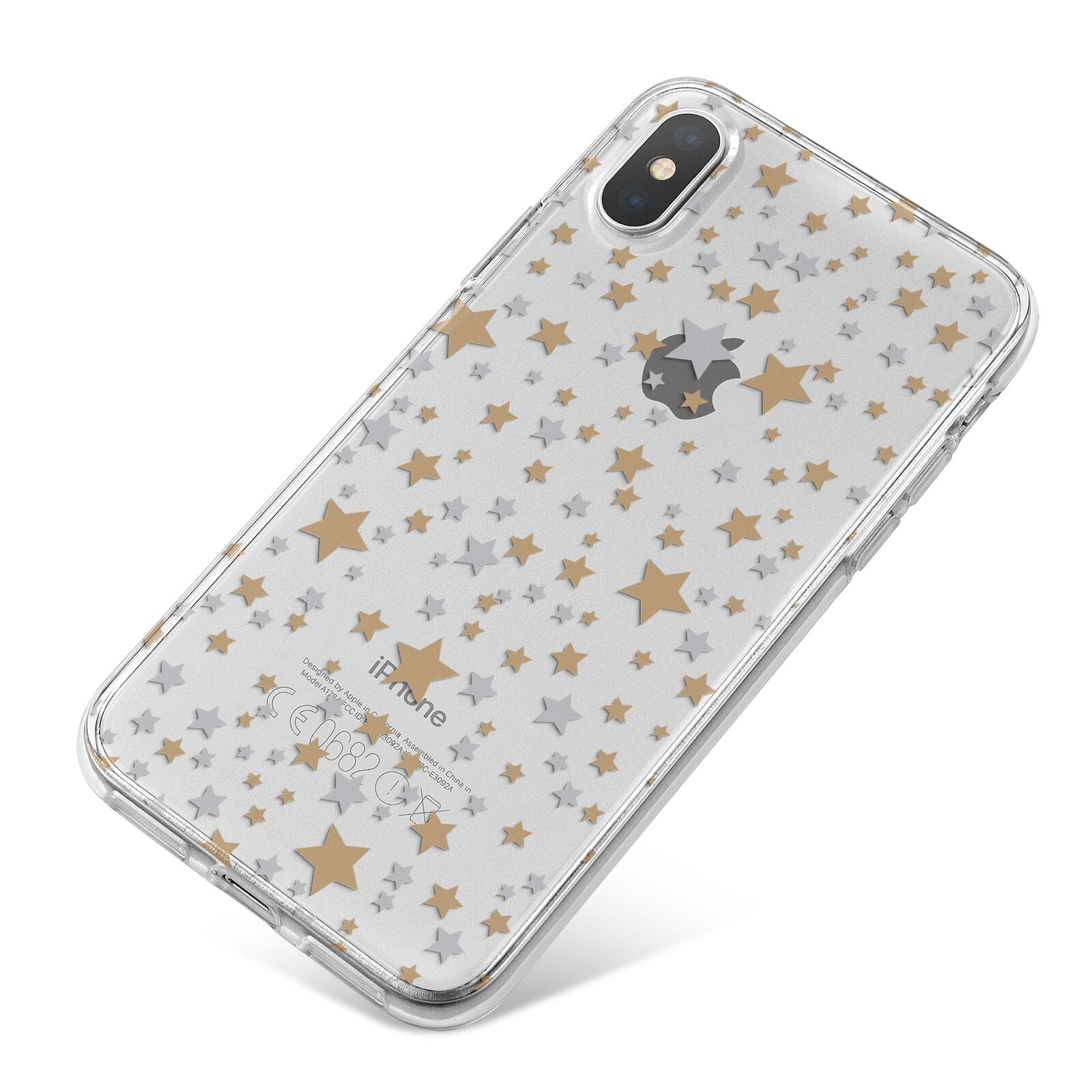 Silver Gold Stars iPhone X Bumper Case on Silver iPhone