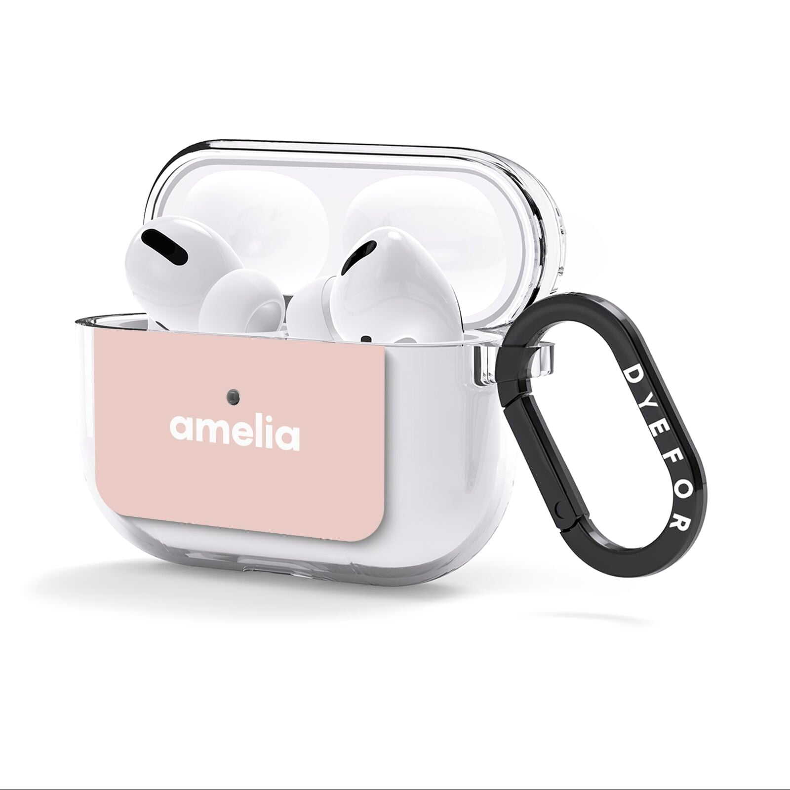 Simple Blush Pink with Name AirPods Clear Case 3rd Gen Side Image