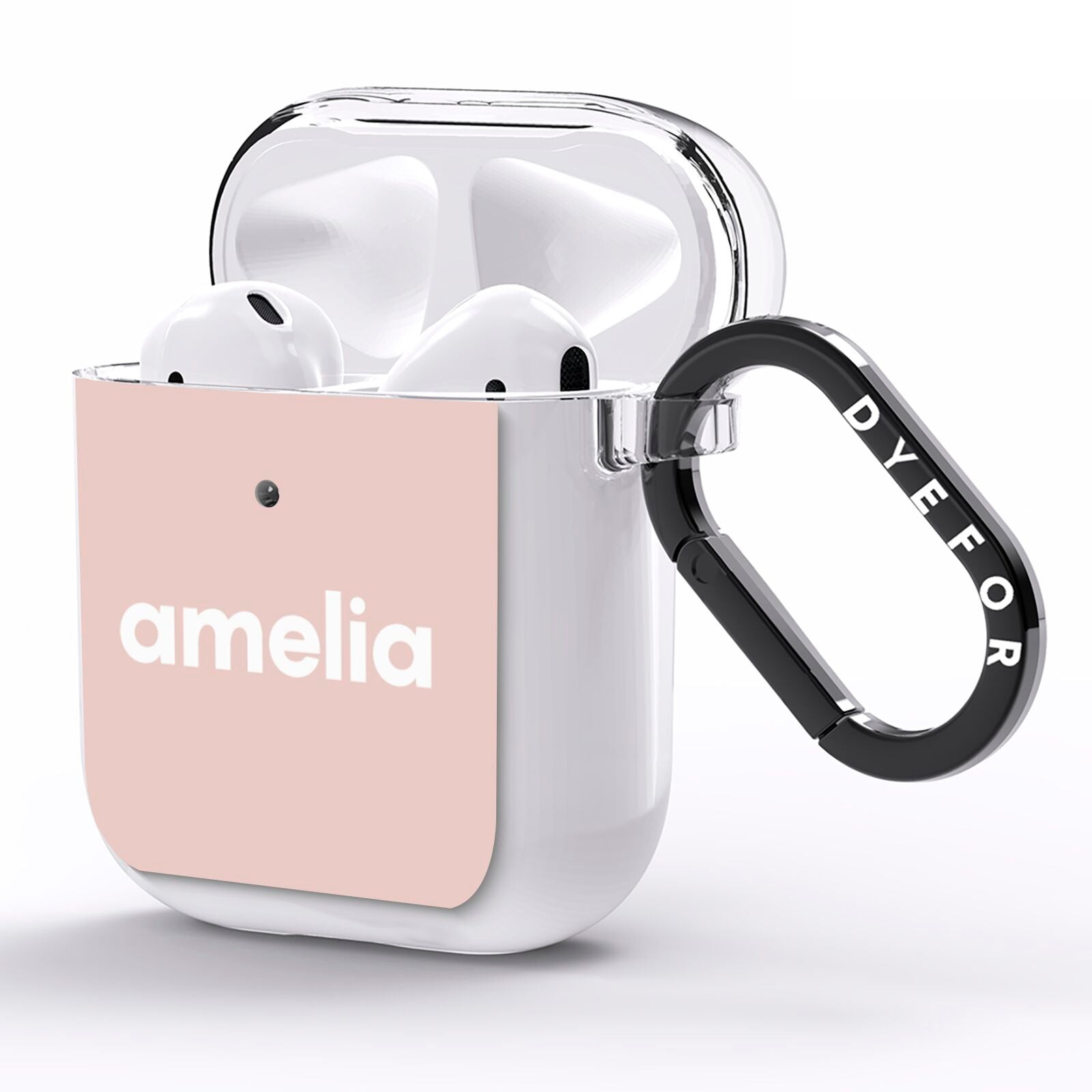 Simple Blush Pink with Name AirPods Clear Case Side Image