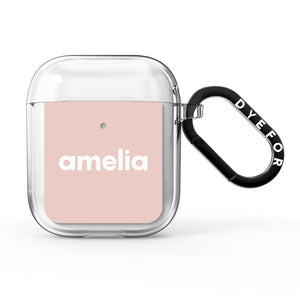 Simple Blush Pink with Name AirPods Case