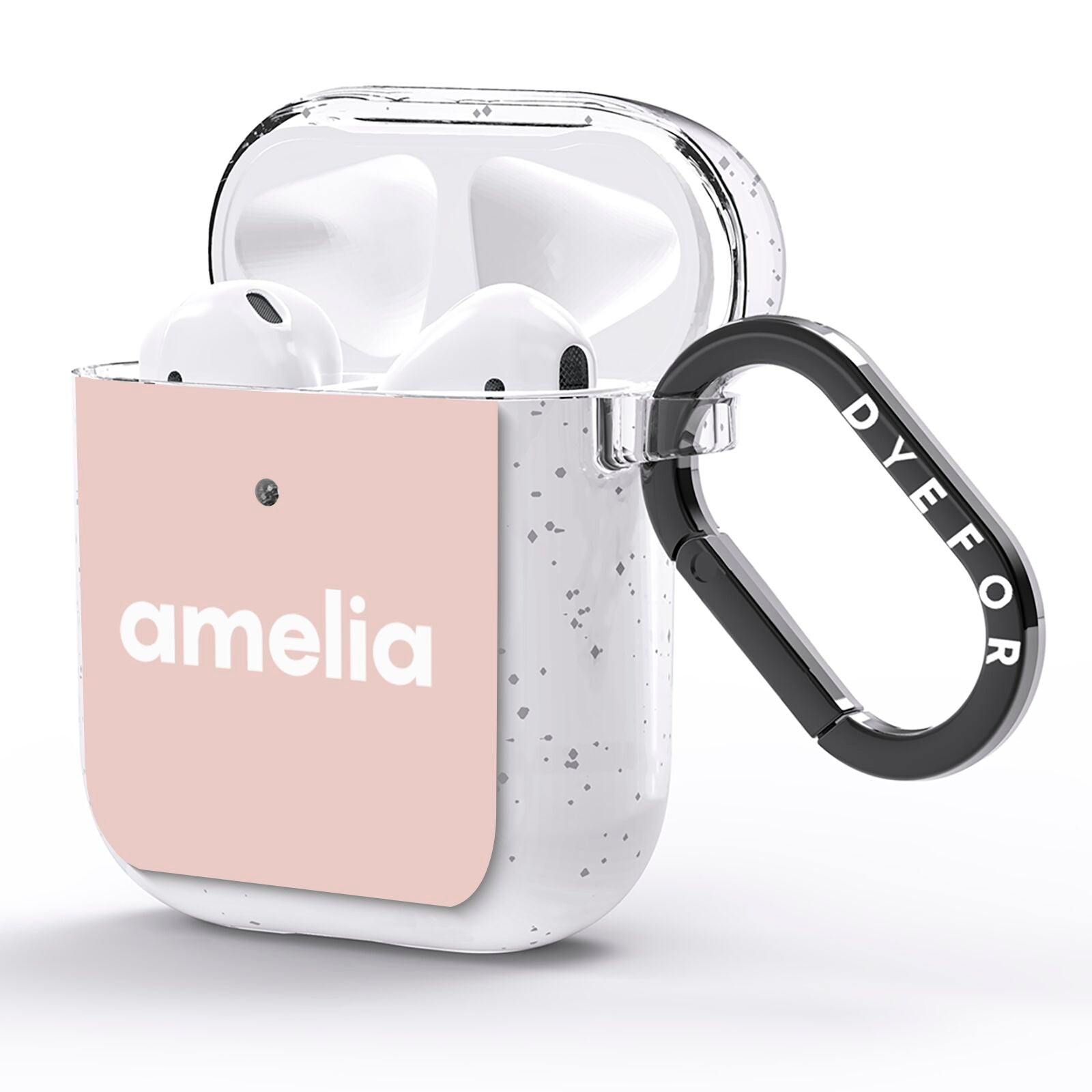 Simple Blush Pink with Name AirPods Glitter Case Side Image