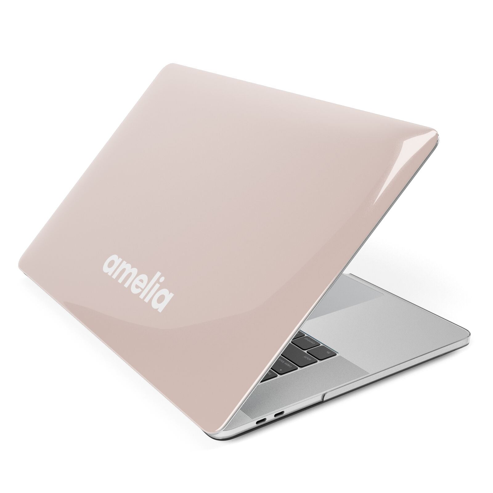 Simple Blush Pink with Name Apple MacBook Case Side View
