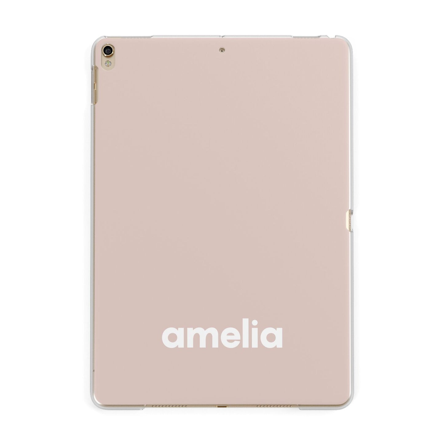 Simple Blush Pink with Name Apple iPad Gold Case