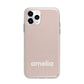 Simple Blush Pink with Name Apple iPhone 11 Pro in Silver with Bumper Case