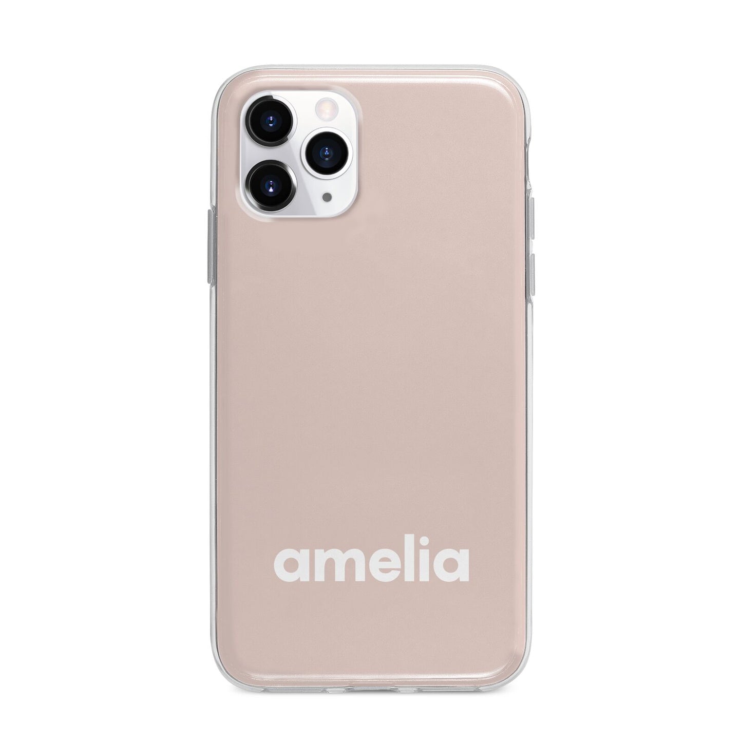 Simple Blush Pink with Name Apple iPhone 11 Pro in Silver with Bumper Case