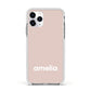 Simple Blush Pink with Name Apple iPhone 11 Pro in Silver with White Impact Case