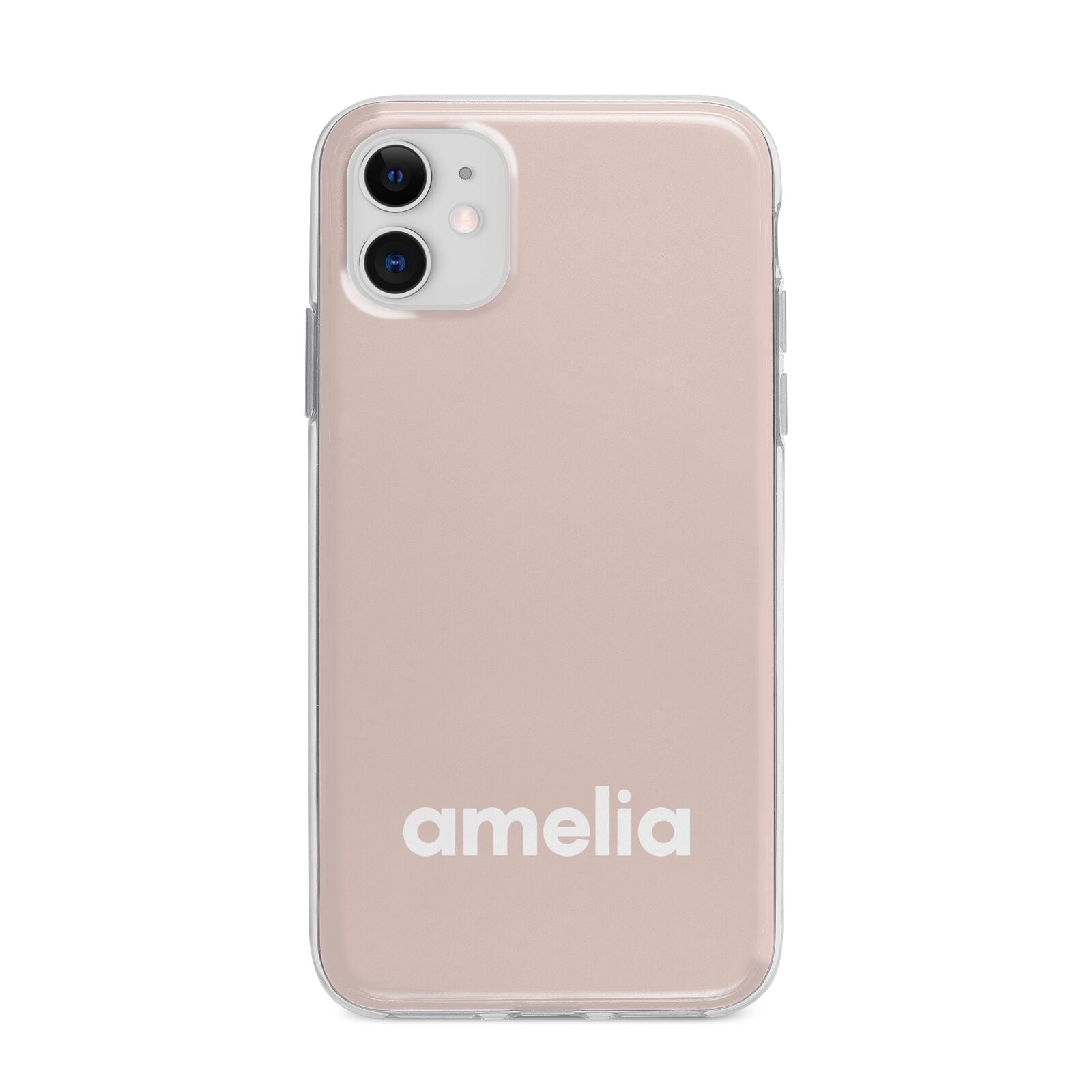 Simple Blush Pink with Name Apple iPhone 11 in White with Bumper Case