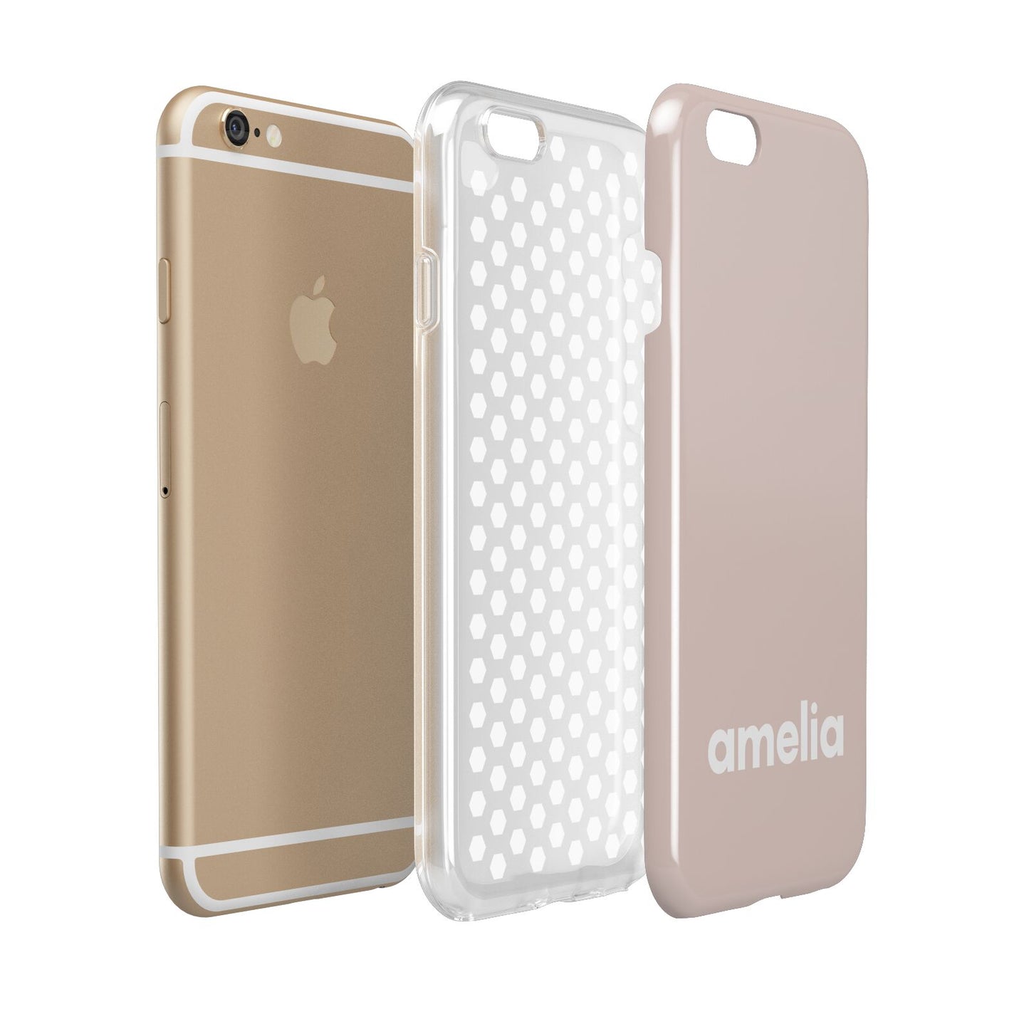 Simple Blush Pink with Name Apple iPhone 6 3D Tough Case Expanded view