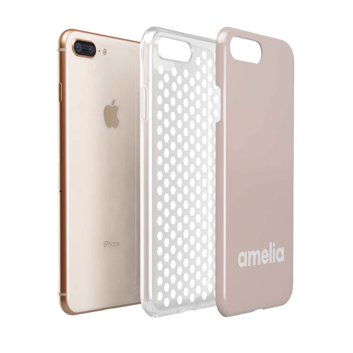 Simple Blush Pink with Name Apple iPhone 7 8 Plus 3D Tough Case Expanded View