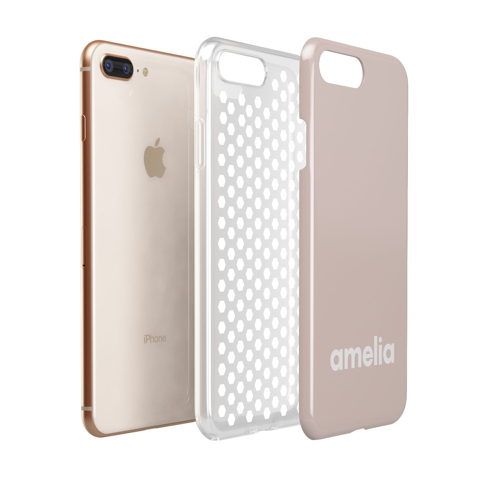 Simple Blush Pink with Name Apple iPhone 7 8 Plus 3D Tough Case Expanded View