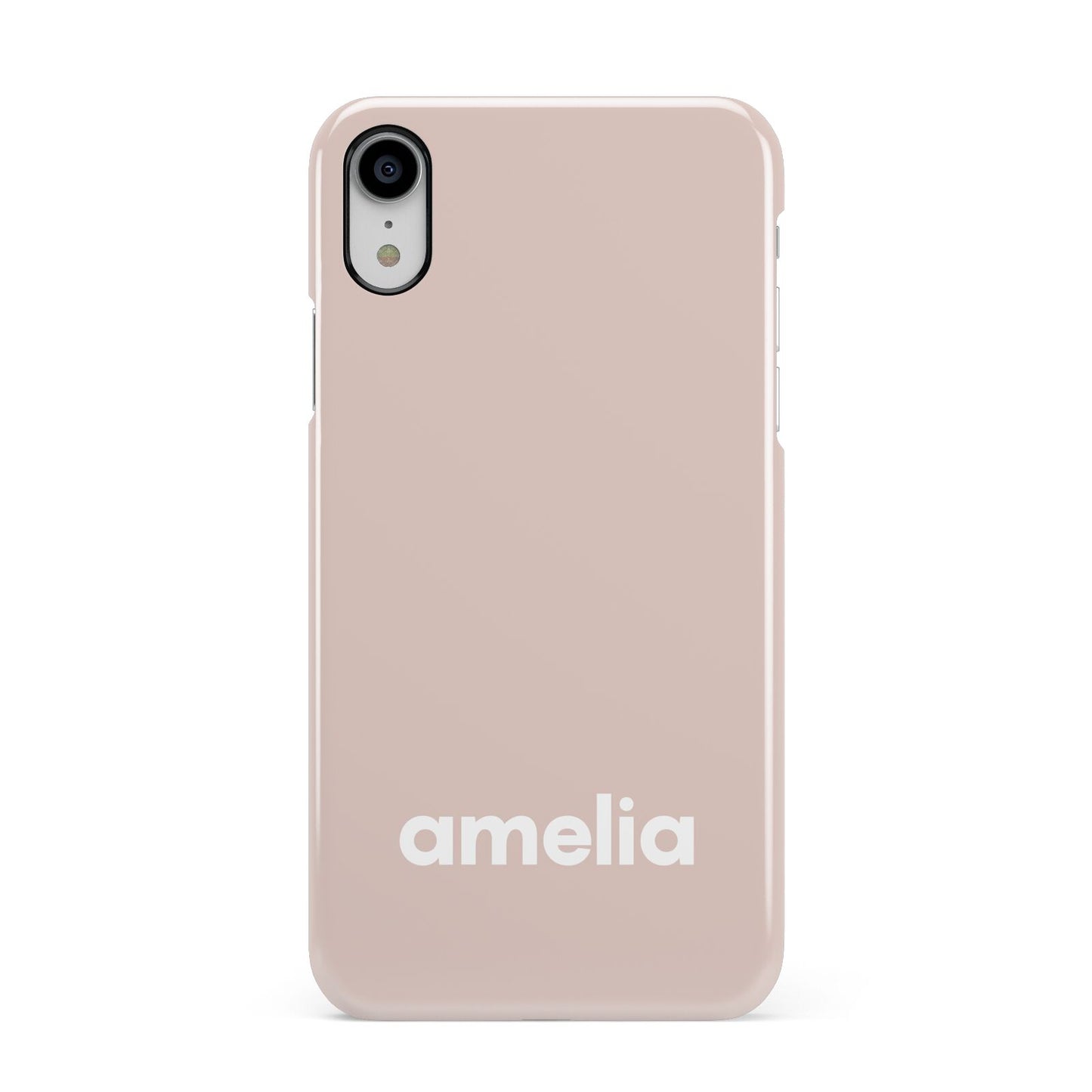 Simple Blush Pink with Name Apple iPhone XR White 3D Snap Case
