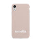 Simple Blush Pink with Name Apple iPhone XR White 3D Tough Case