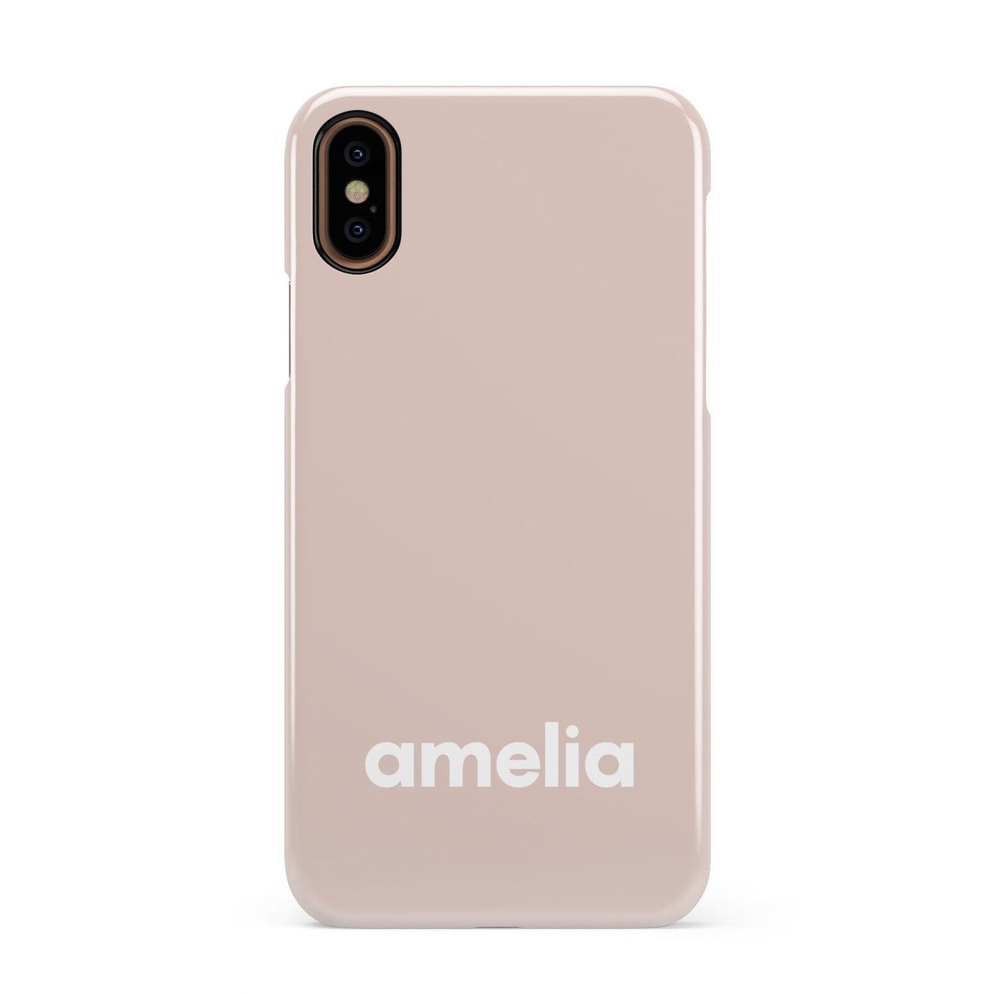 Simple Blush Pink with Name Apple iPhone XS 3D Snap Case