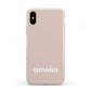 Simple Blush Pink with Name Apple iPhone XS 3D Tough