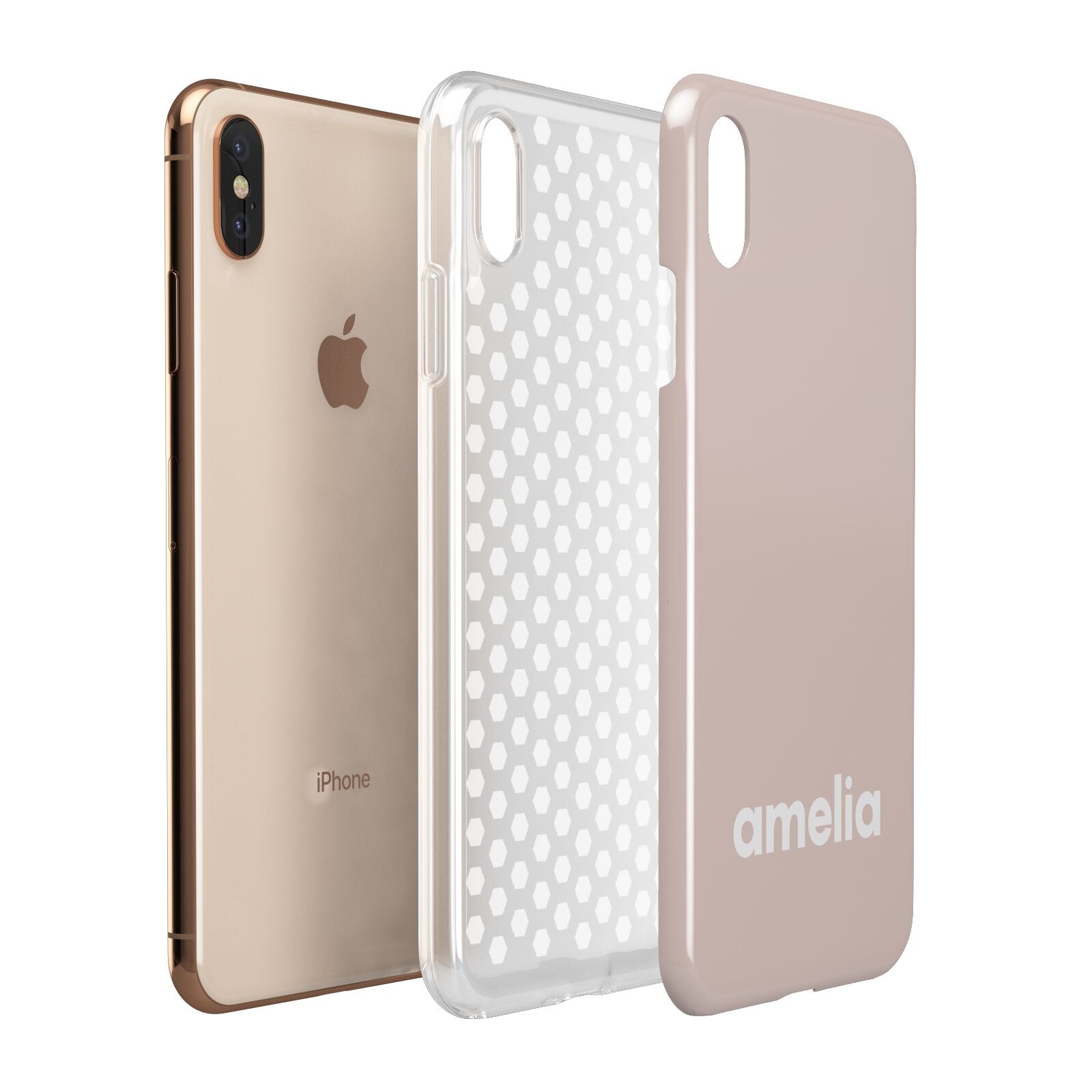 Simple Blush Pink with Name Apple iPhone Xs Max 3D Tough Case Expanded View