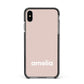 Simple Blush Pink with Name Apple iPhone Xs Max Impact Case Black Edge on Black Phone