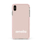 Simple Blush Pink with Name Apple iPhone Xs Max Impact Case Pink Edge on Gold Phone