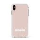 Simple Blush Pink with Name Apple iPhone Xs Max Impact Case White Edge on Gold Phone