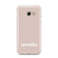 Simple Blush Pink with Name Samsung Galaxy A3 2017 Case on gold phone