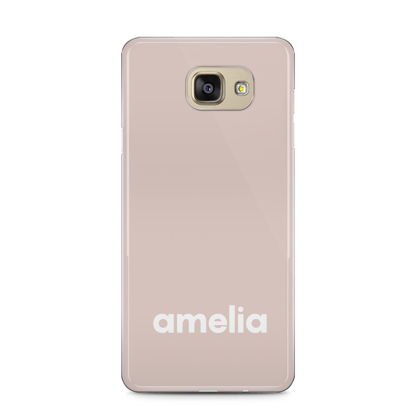 Simple Blush Pink with Name Samsung Galaxy A5 2016 Case on gold phone