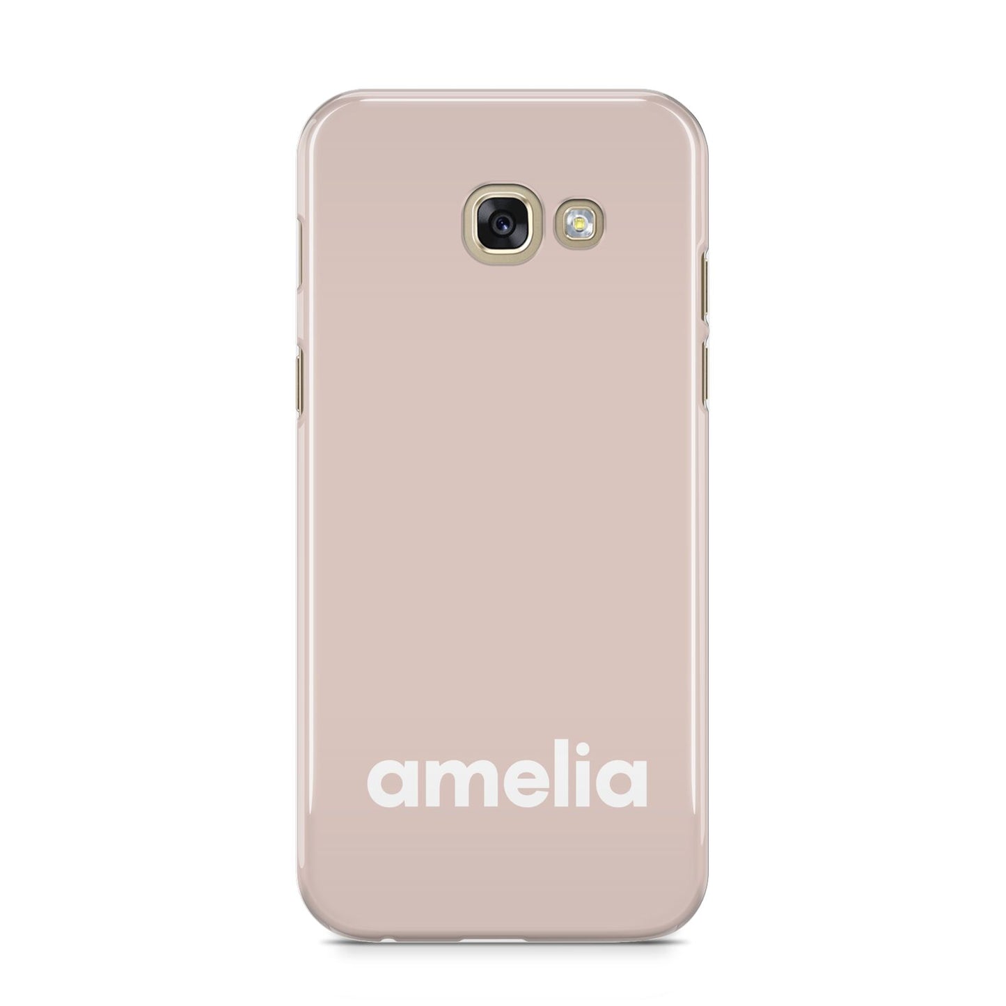 Simple Blush Pink with Name Samsung Galaxy A5 2017 Case on gold phone