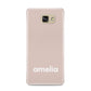 Simple Blush Pink with Name Samsung Galaxy A9 2016 Case on gold phone