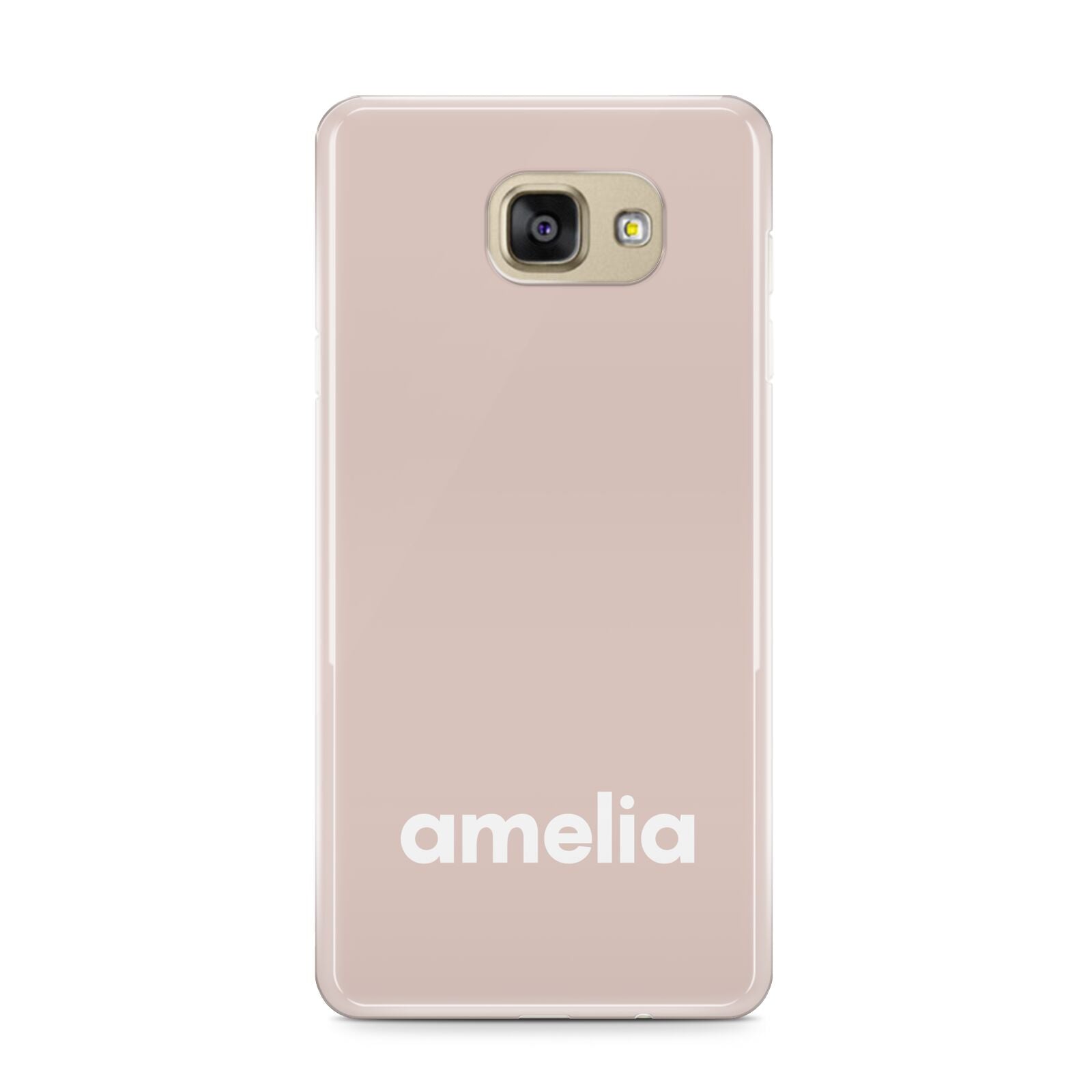 Simple Blush Pink with Name Samsung Galaxy A9 2016 Case on gold phone
