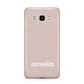 Simple Blush Pink with Name Samsung Galaxy J7 2016 Case on gold phone