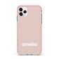 Simple Blush Pink with Name iPhone 11 Pro Max Impact Pink Edge Case