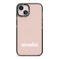 Simple Blush Pink with Name iPhone 13 Black Impact Case on Silver phone
