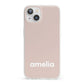 Simple Blush Pink with Name iPhone 13 Clear Bumper Case