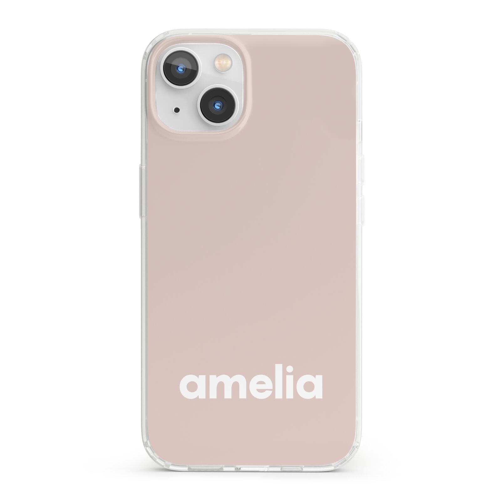 Simple Blush Pink with Name iPhone 13 Clear Bumper Case