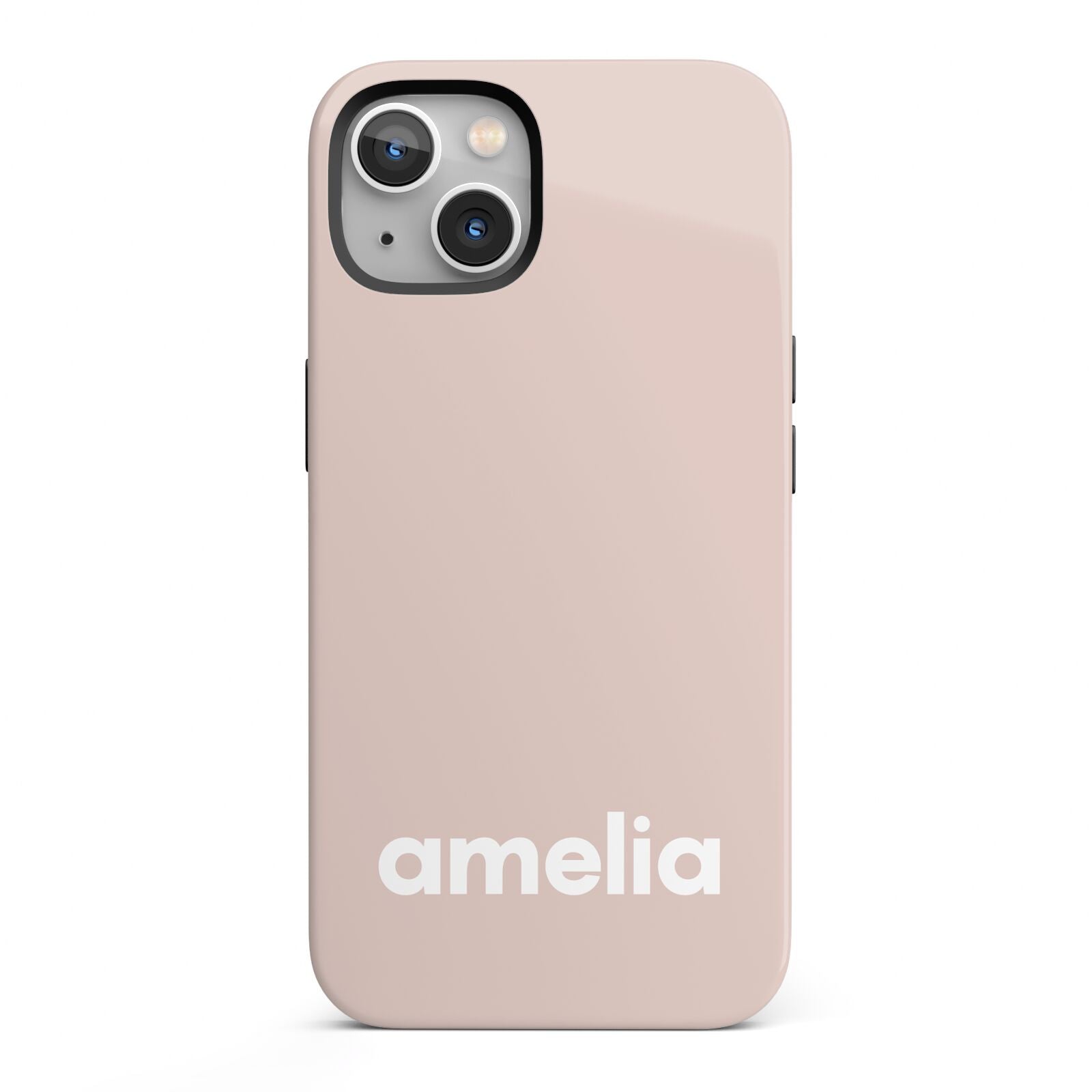 Simple Blush Pink with Name iPhone 13 Full Wrap 3D Tough Case