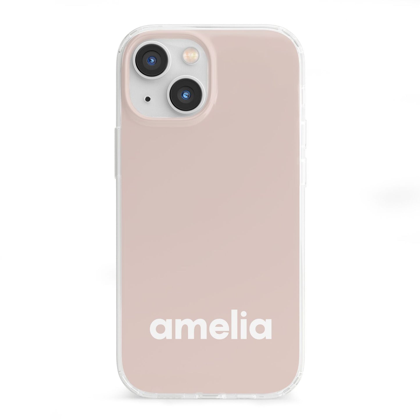 Simple Blush Pink with Name iPhone 13 Mini Clear Bumper Case