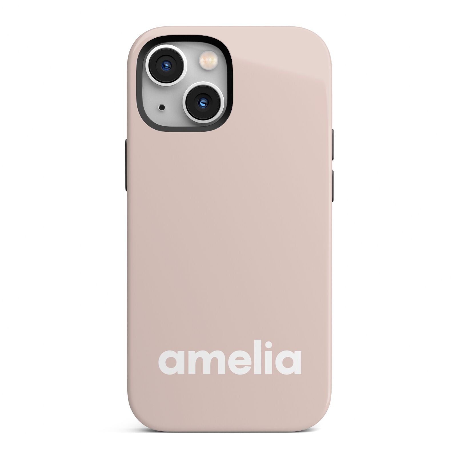 Simple Blush Pink with Name iPhone 13 Mini Full Wrap 3D Tough Case
