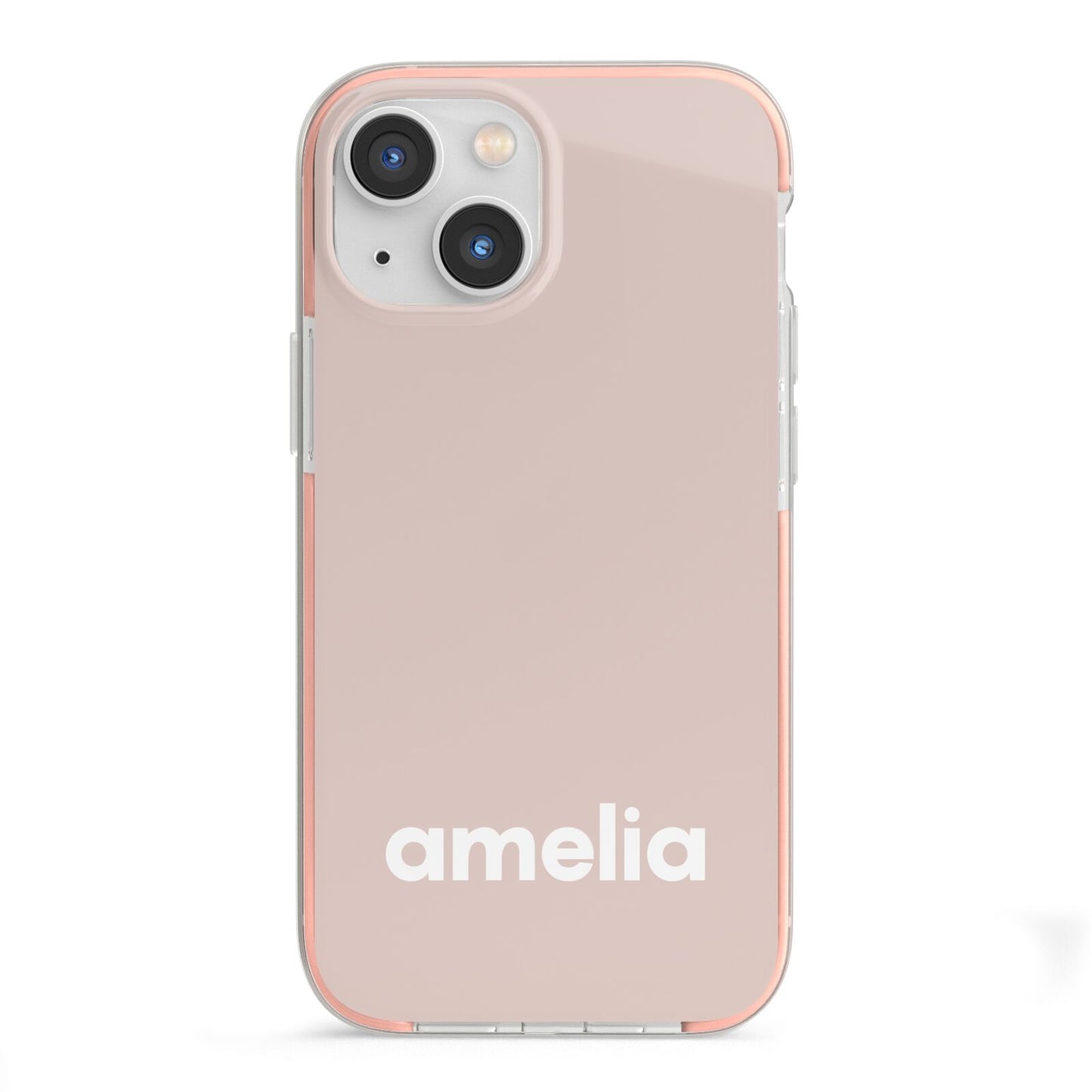 Simple Blush Pink with Name iPhone 13 Mini TPU Impact Case with Pink Edges