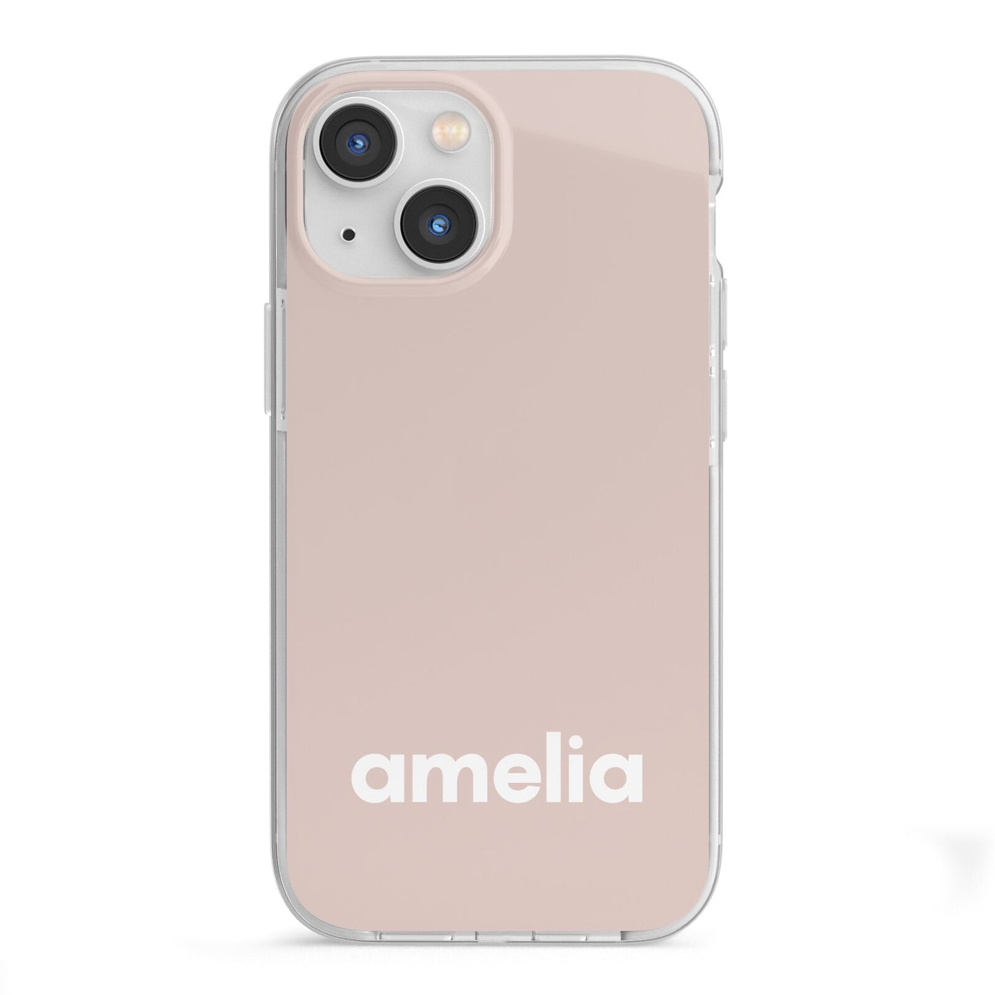 Simple Blush Pink with Name iPhone 13 Mini TPU Impact Case with White Edges