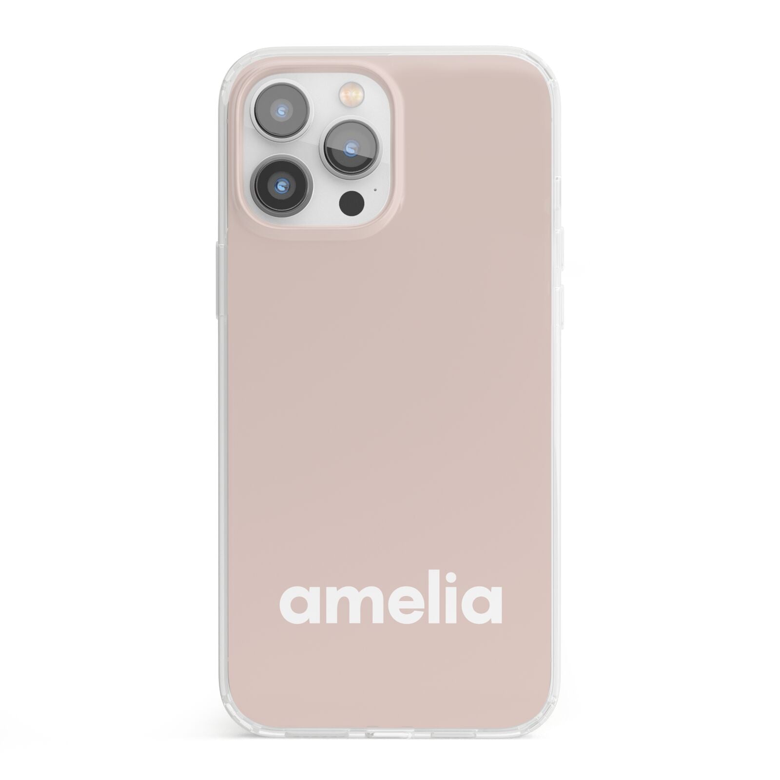 Simple Blush Pink with Name iPhone 13 Pro Max Clear Bumper Case