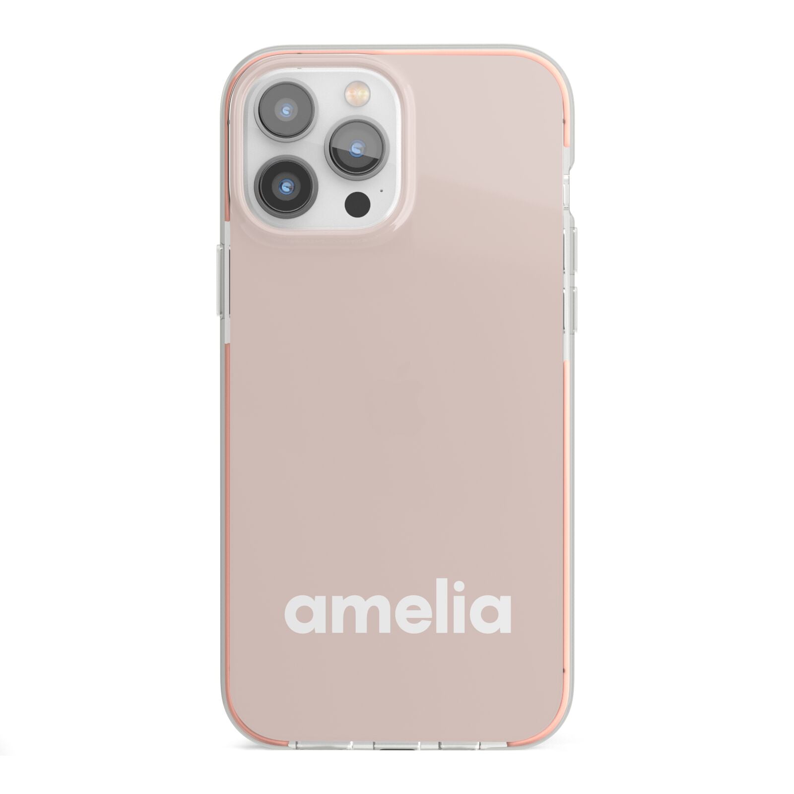 Simple Blush Pink with Name iPhone 13 Pro Max TPU Impact Case with Pink Edges