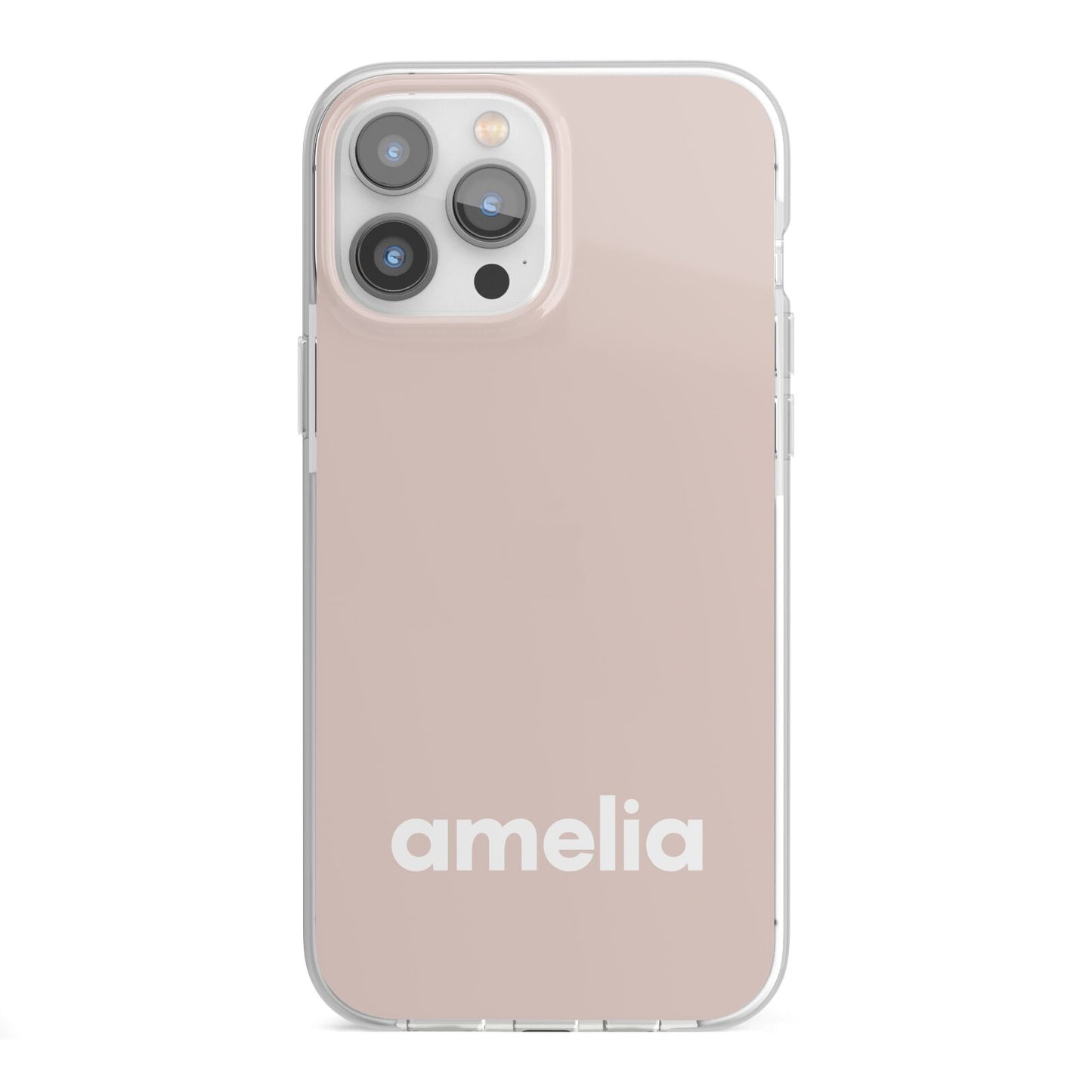 Simple Blush Pink with Name iPhone 13 Pro Max TPU Impact Case with White Edges