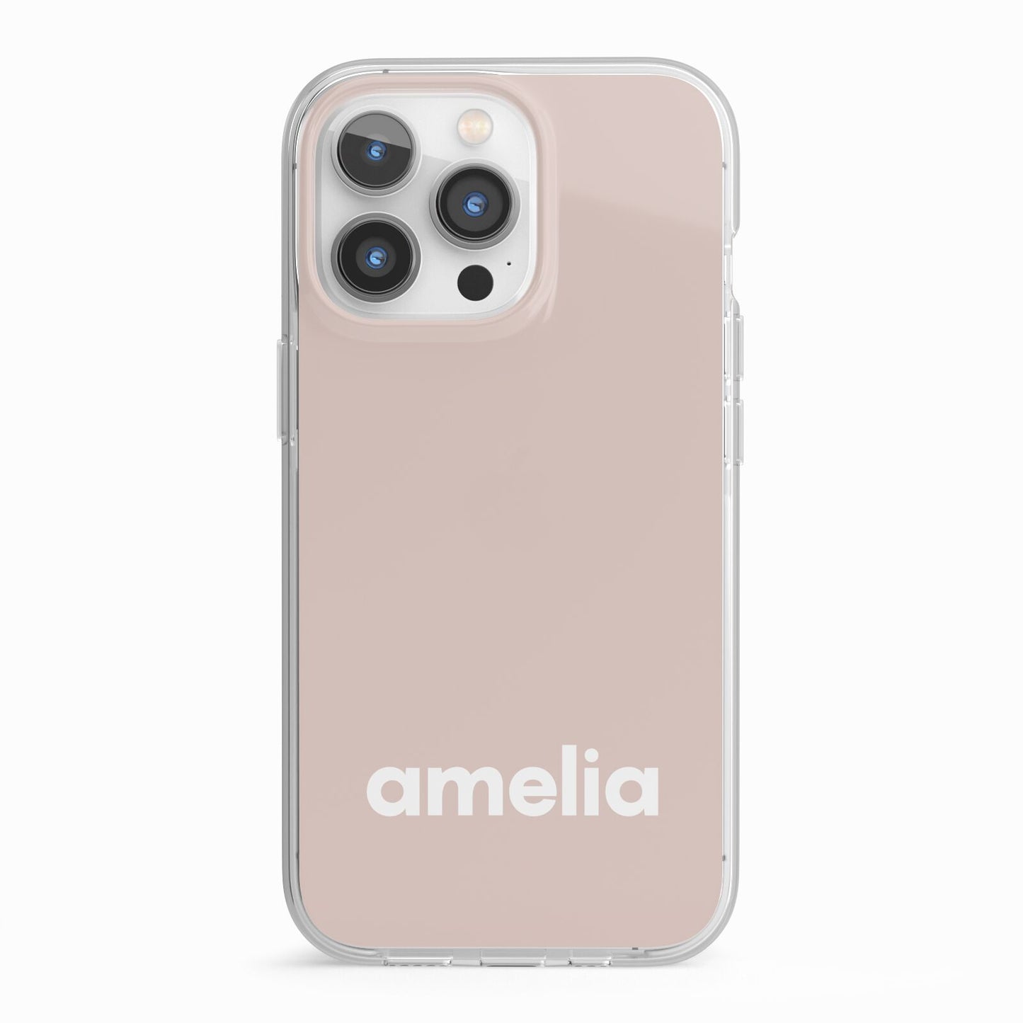 Simple Blush Pink with Name iPhone 13 Pro TPU Impact Case with White Edges