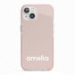 Simple Blush Pink with Name iPhone 13 TPU Impact Case with Pink Edges