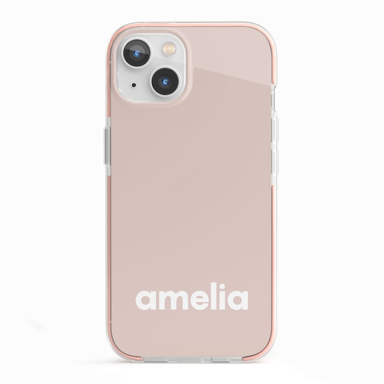 Simple Blush Pink with Name iPhone 13 TPU Impact Case with Pink Edges