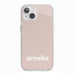 Simple Blush Pink with Name iPhone 13 TPU Impact Case with White Edges