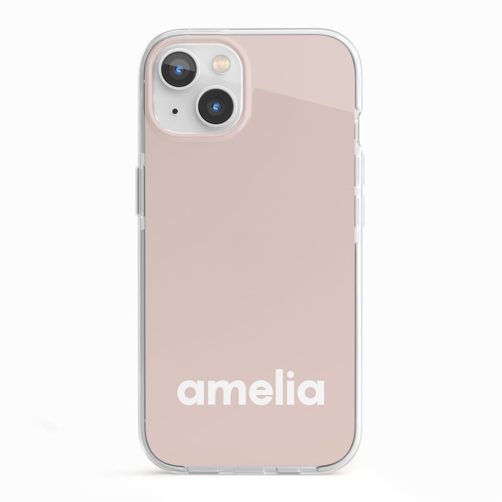 Simple Blush Pink with Name iPhone 13 TPU Impact Case with White Edges