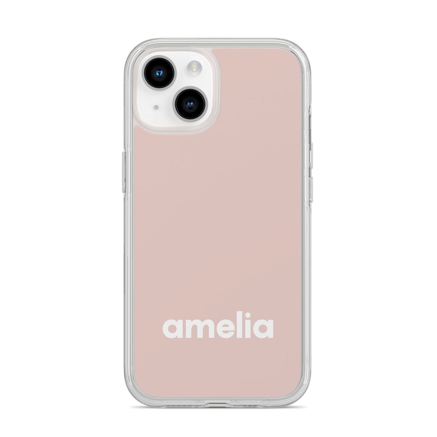 Simple Blush Pink with Name iPhone 14 Clear Tough Case Starlight