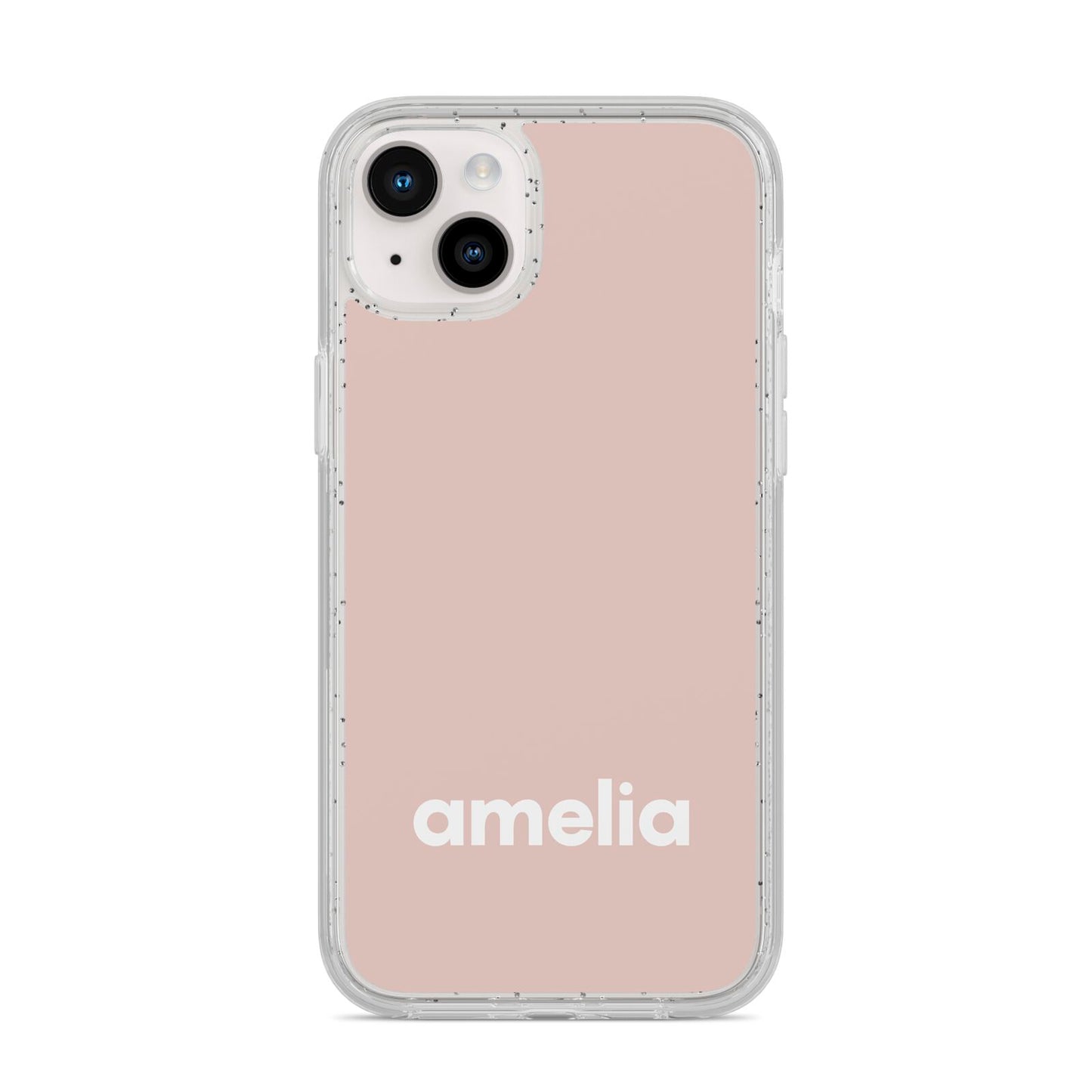 Simple Blush Pink with Name iPhone 14 Plus Glitter Tough Case Starlight