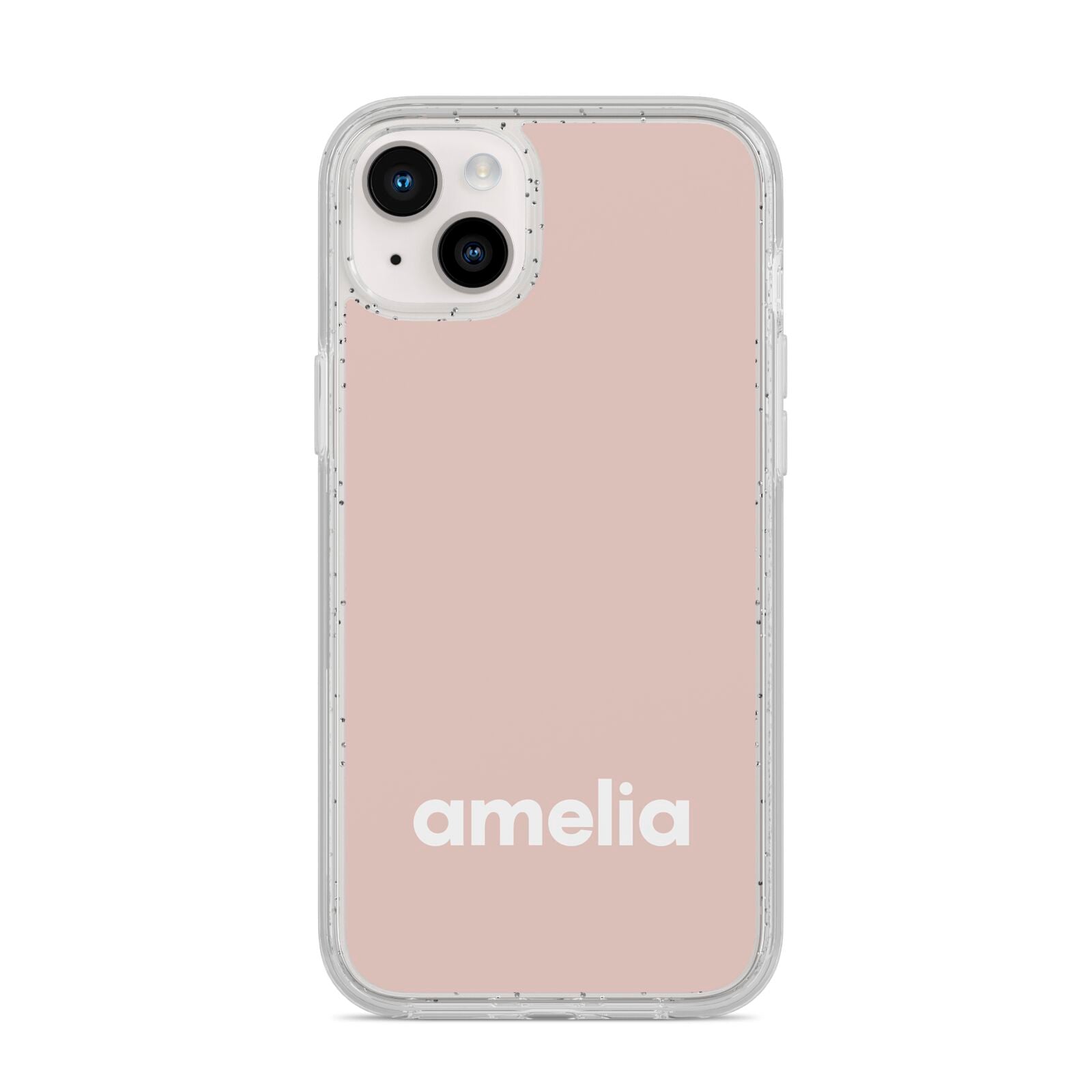 Simple Blush Pink with Name iPhone 14 Plus Glitter Tough Case Starlight